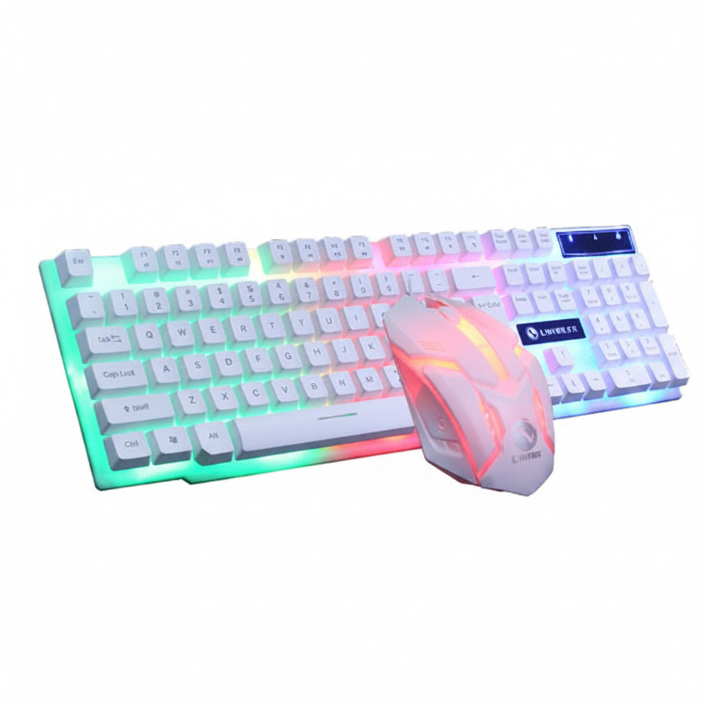 OWMEG MOUSE & KEYBOARD - WHITE WITH RAINBOW BACKLIGHTING