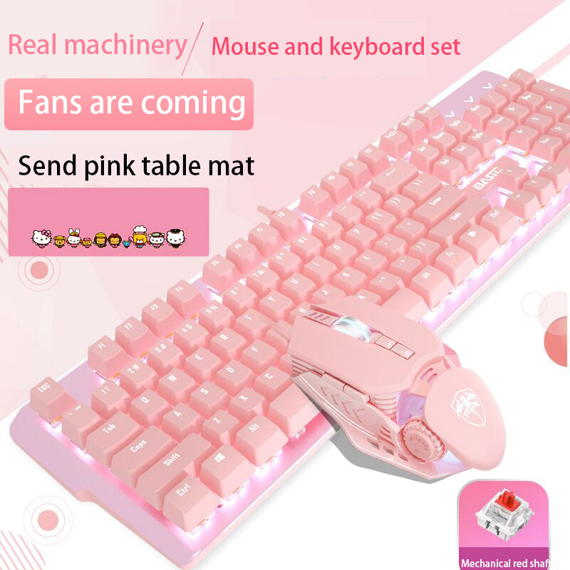 OWMEG MOUSE & KEYBOARD - MECHANICAL KEYBOARD & MATCHING MOUSE (PINK)