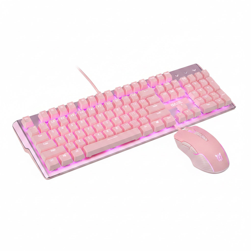 OWMEG MOUSE & KEYBOARD - MECHANICAL KEYBOARD & MATCHING MOUSE (PINK)