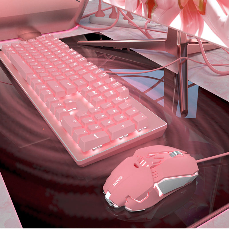 OWMEG MOUSE & KEYBOARD - MECHANICAL KEYBOARD & MATCHING MOUSE (PINK)