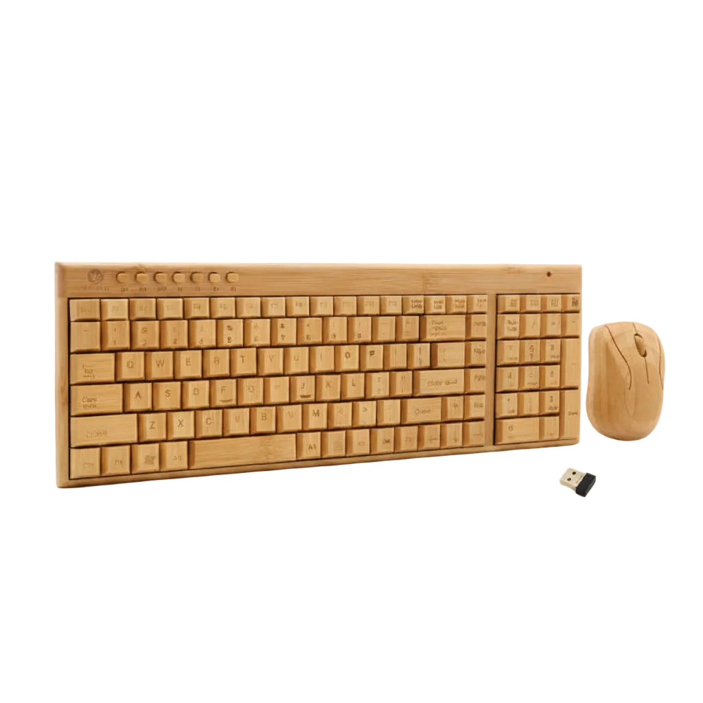 OWMEG MOUSE & KEYBOARD - WIRELESS KEYBOARD & MOUSE SET (BAMBOO)
