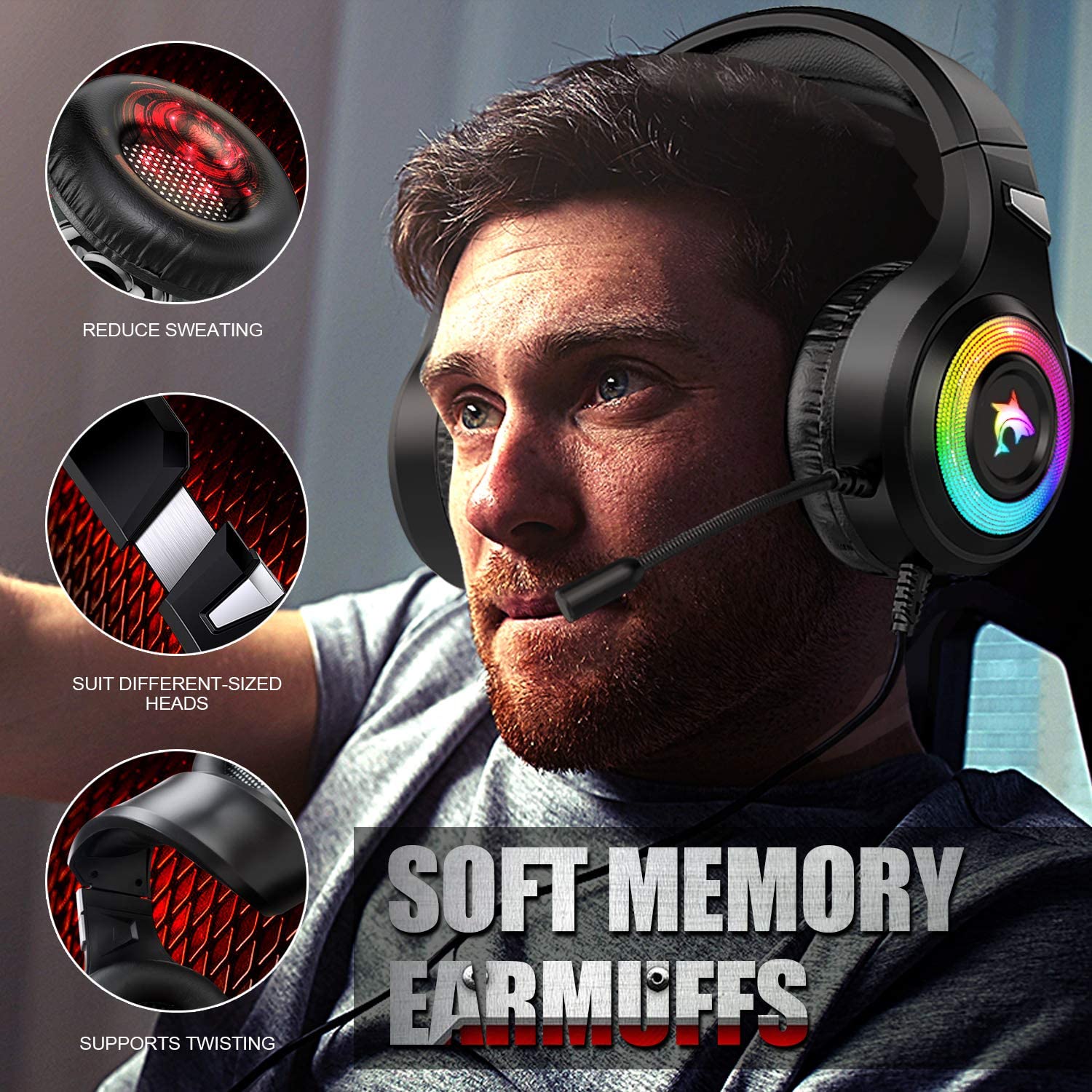 OWMEG HEADSET - GAMING HEADSET (BLACK)