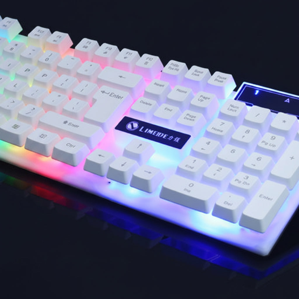OWMEG MOUSE & KEYBOARD - WHITE WITH RAINBOW BACKLIGHTING