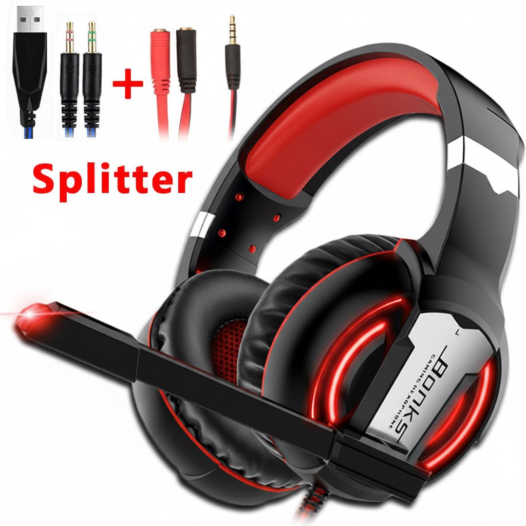OWMEG HEADSET - GAMING WIRED HEADPHONES (RED)