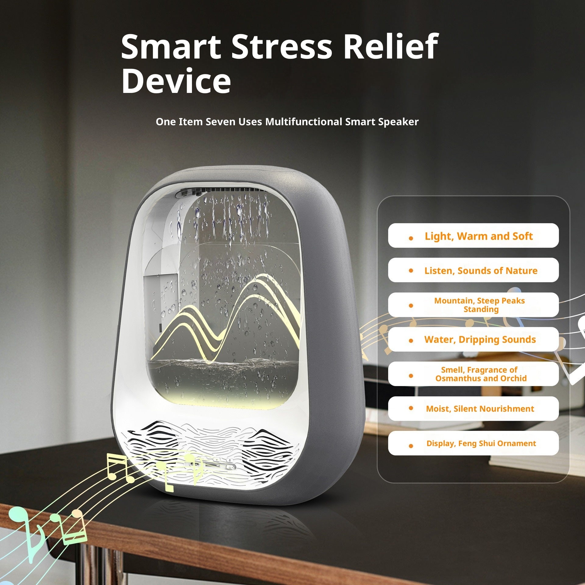 OWMEG SPEAKERS - WATERDROP, AMBIENT LIGHT, HUMIDIFIER