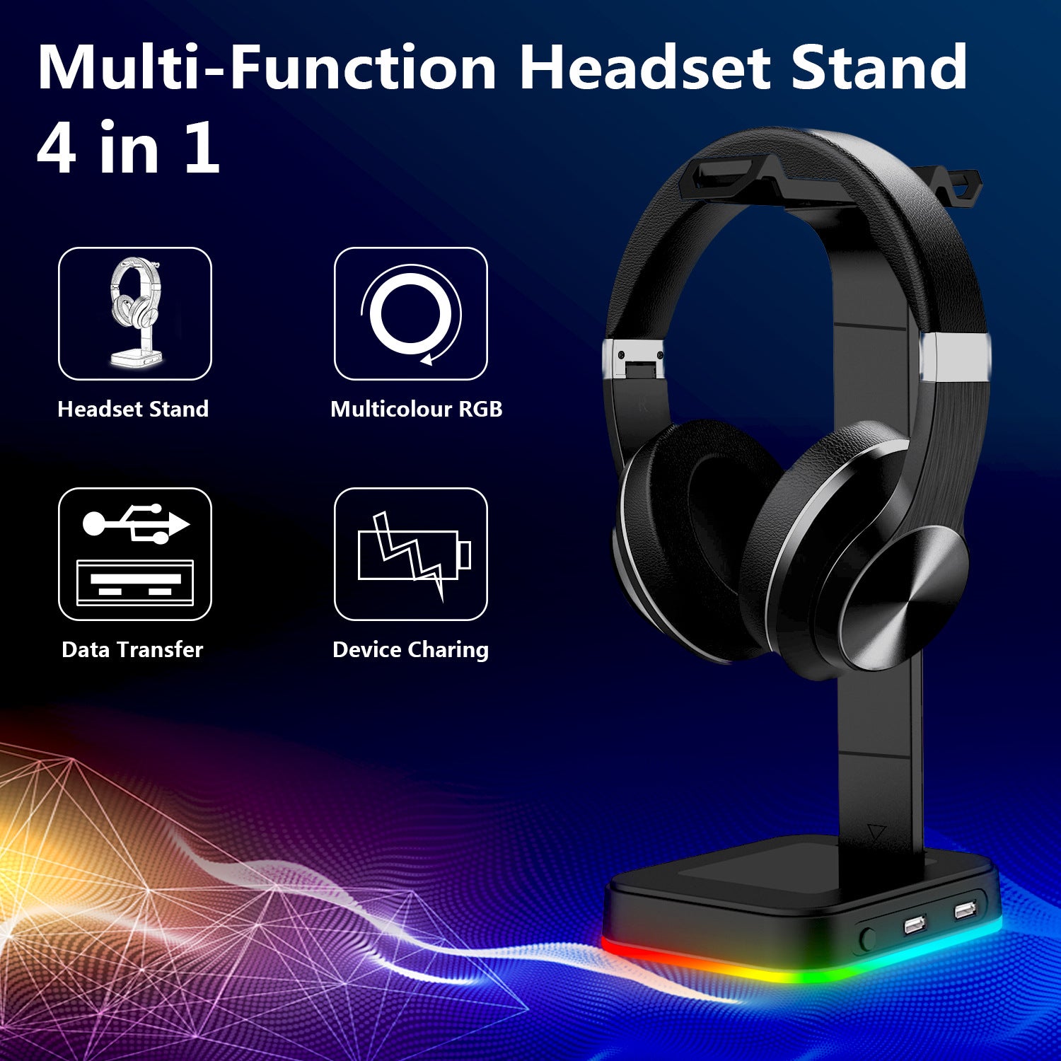 OWMEG HEADSET STAND - COLOUR CHANGING STAND 4-IN-1